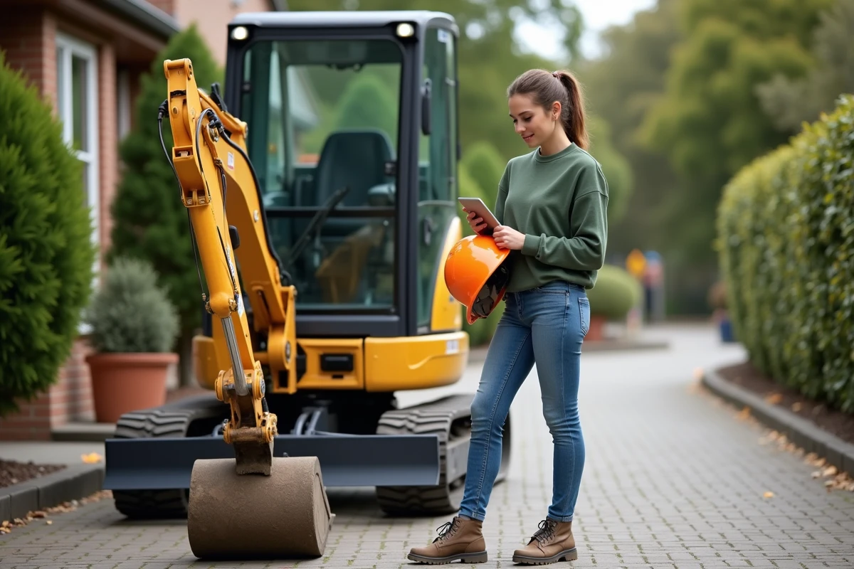 Jeune femme avec casque regarde une tablette à côté d