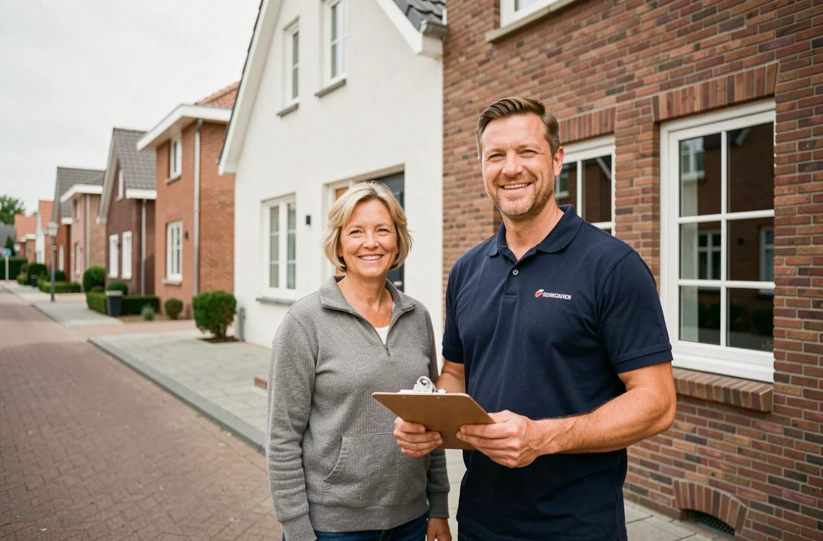Clients satisfaits d'Habitat Concept Rénovation devant leur maison rénovée à Lys-lez-Lannoy, témoignant de la qualité des travaux