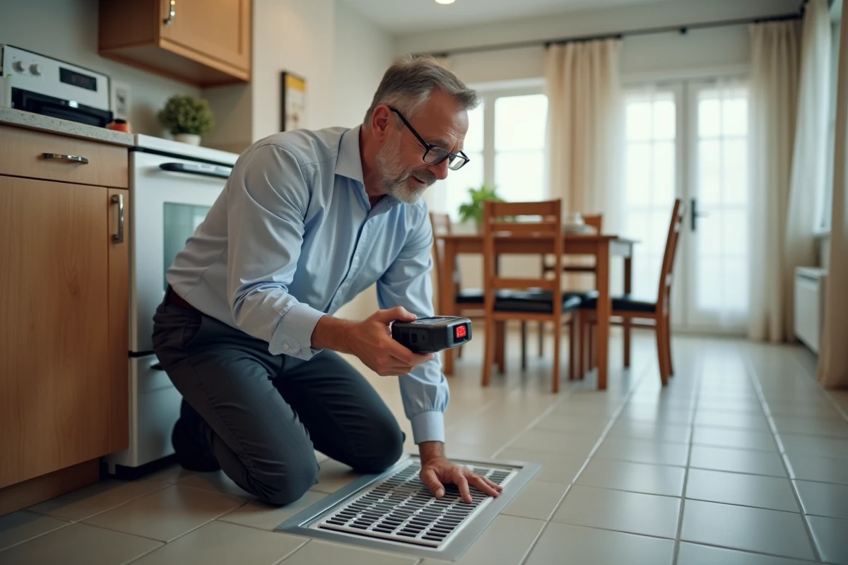 Homme inspectant une bouche d