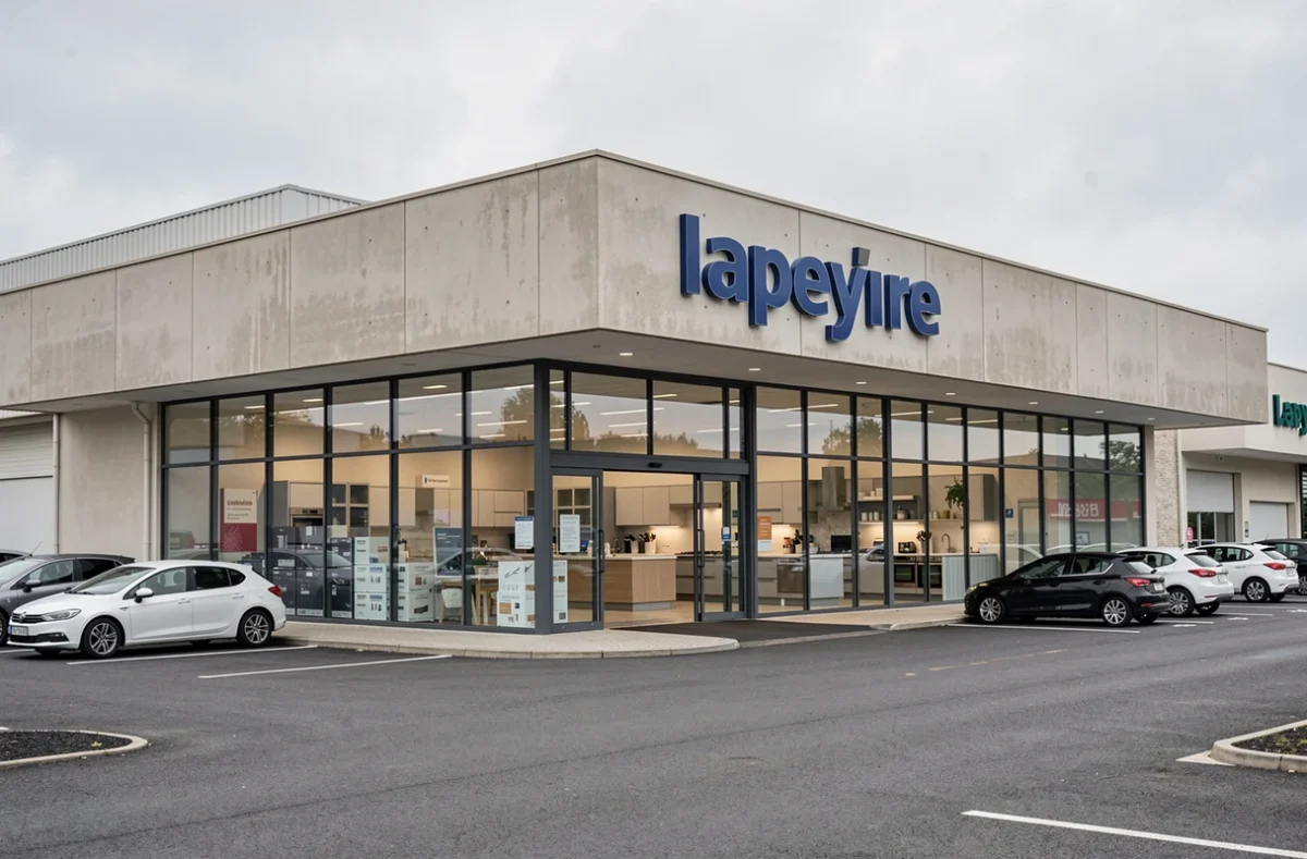 Entrée du magasin Lapeyre spécialisé en cuisines et salles de bains en Lot-et-Garonne